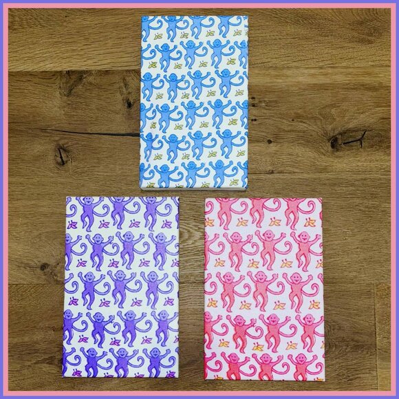 3 Roller Rabbit Monkey Print Custom Made Canvas Pictures Blue Pink Purple Polo